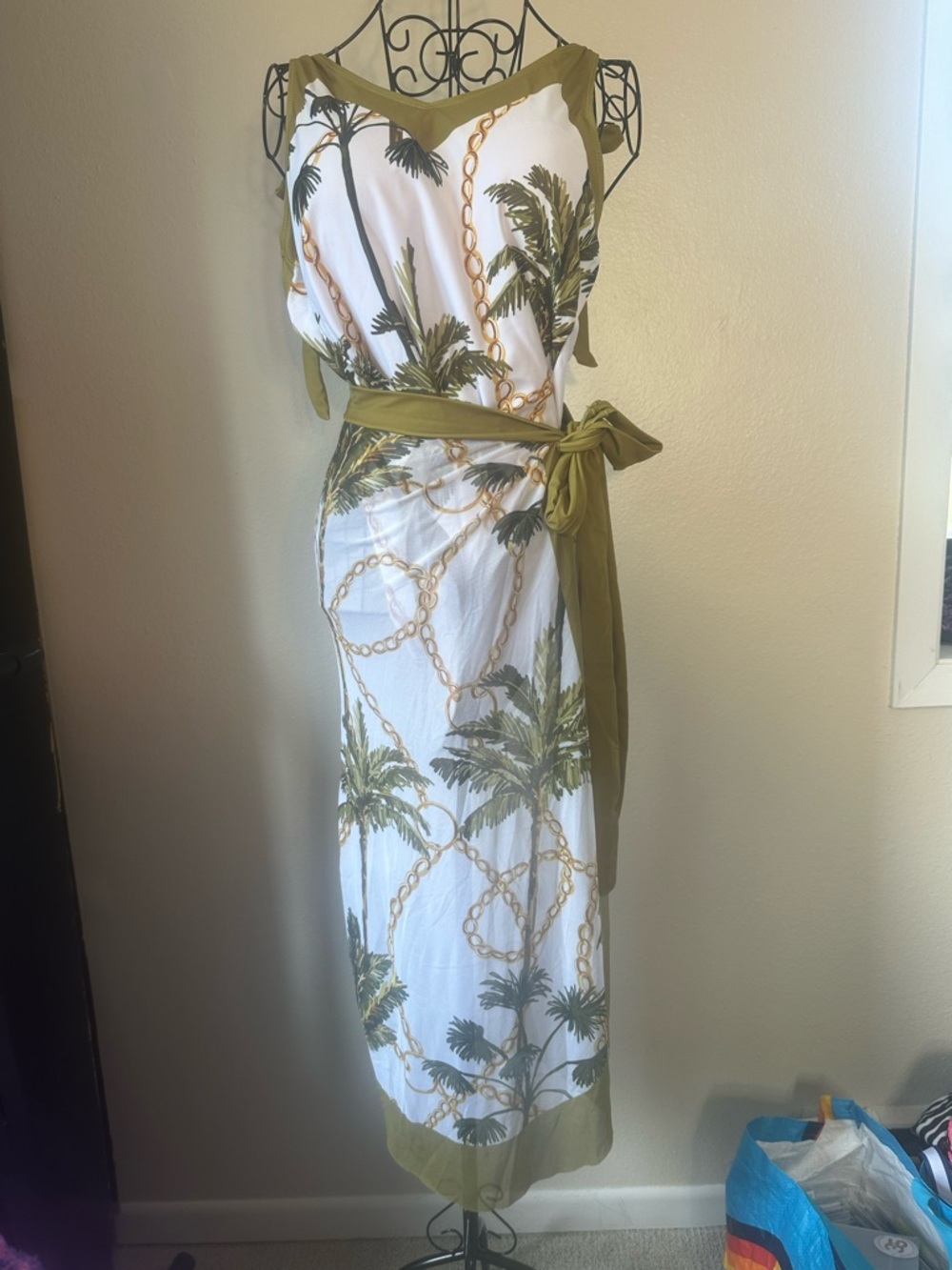 Tropical Vacation One Piece Palm Tree Swim Suit and Cover Up Skirt